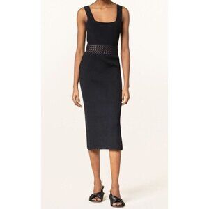 Jonathan Simkhai Sz L Midi Dress Knit Black Classic Minimalist Designer Luxury